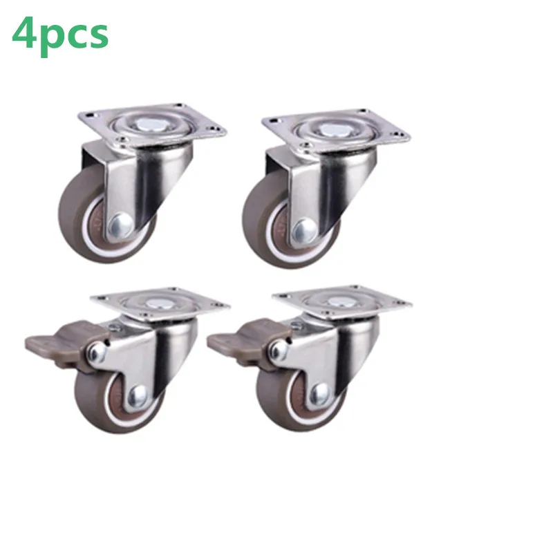 

4pcs Furniture Casters Wheels Soft Rubber Swivel Caster Silver Roller Wheel For Platform Trolley Chair Household Accessori