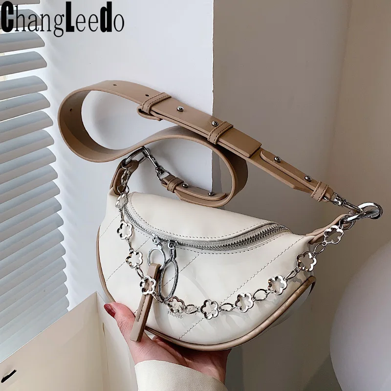 

Casual Shoulder Bags For Woman Pu Leather Chest Bag Half Moon Woman Crossbody Bag Daily Fashion Leisure Handbag And Purse