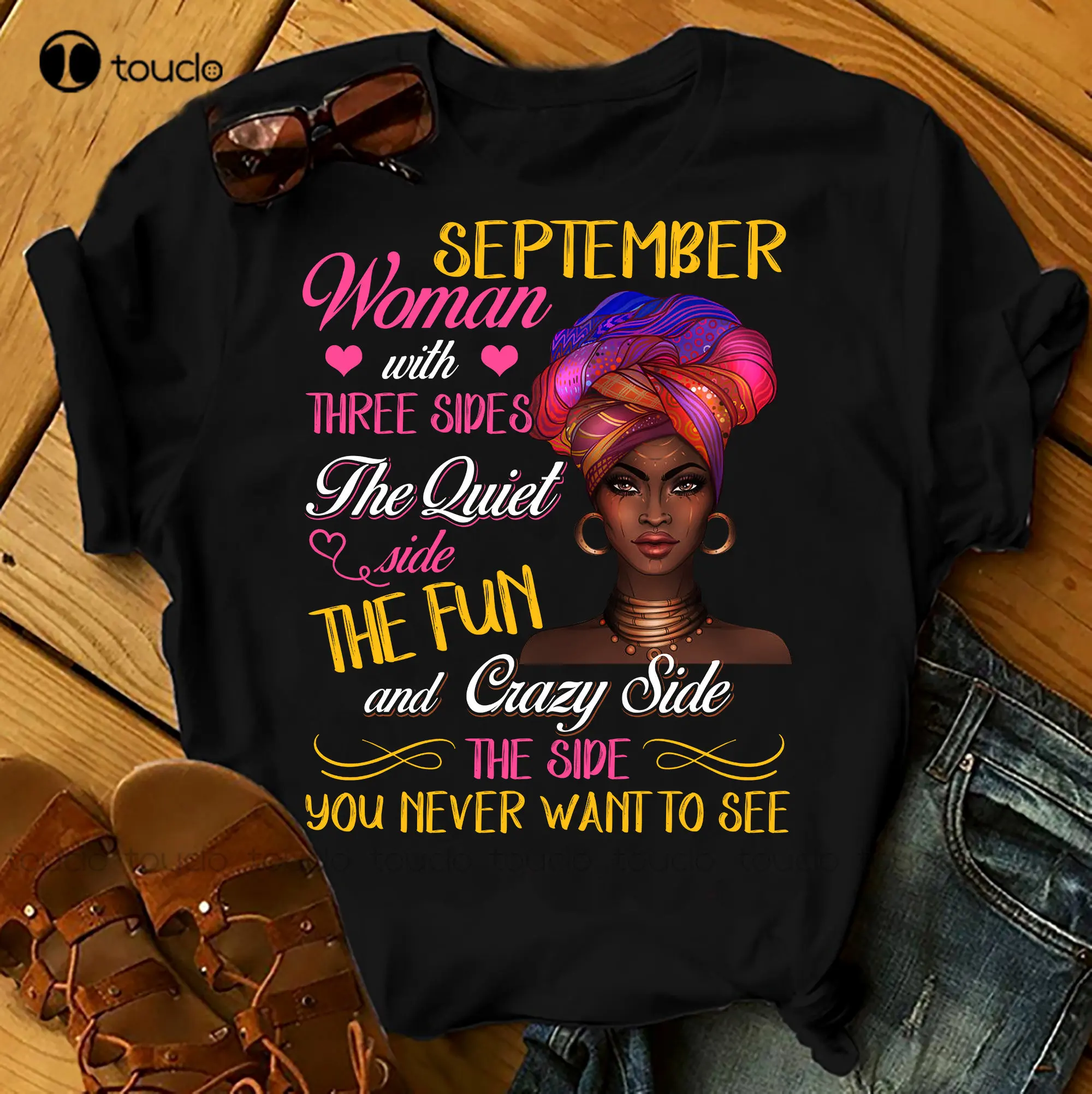 

September Woman With Three Sides Shirts Women Birthday T Shirts Summer Tops Beach T Shirts Womens Shirts Xs-5Xl Custom Gift New