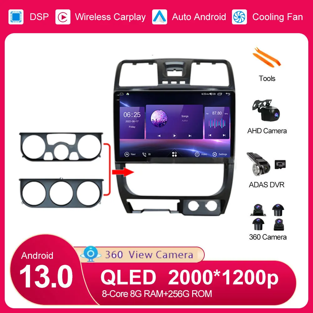 

Автомобильная Мультимедийная навигация для Great Wall Wingle 5 2009-2015, Carplay плеер, головное устройство No 2diAndroid 13