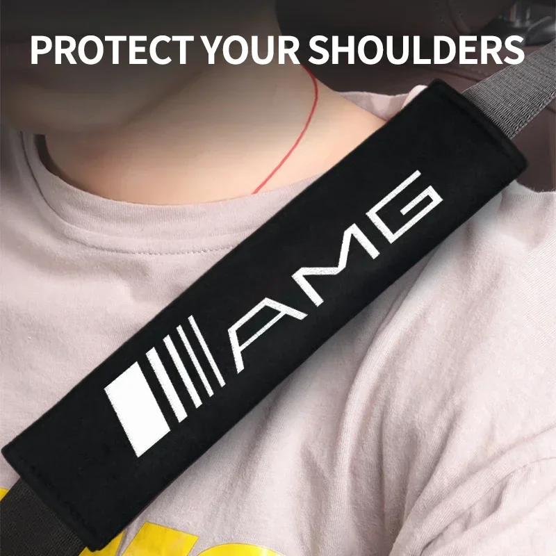 2Pcs Seat Belt Cover Car Styling Cotton Safety Shoulder Protector for Mercedes Benz AMG GLE GLS CLS GLC CLA GLA Auto Accessories