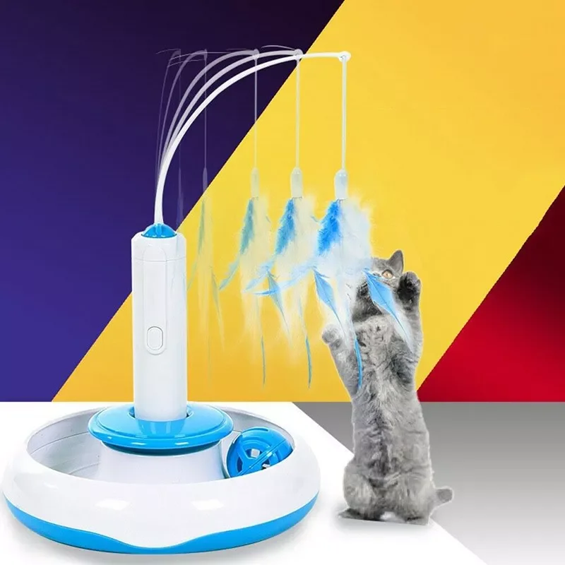 

NEW Toy For Cats Funny Cat Stick Interactive Rotating Toy Pole With Bells And Feather Toys Pet Cat Stick Accessories Only feathe
