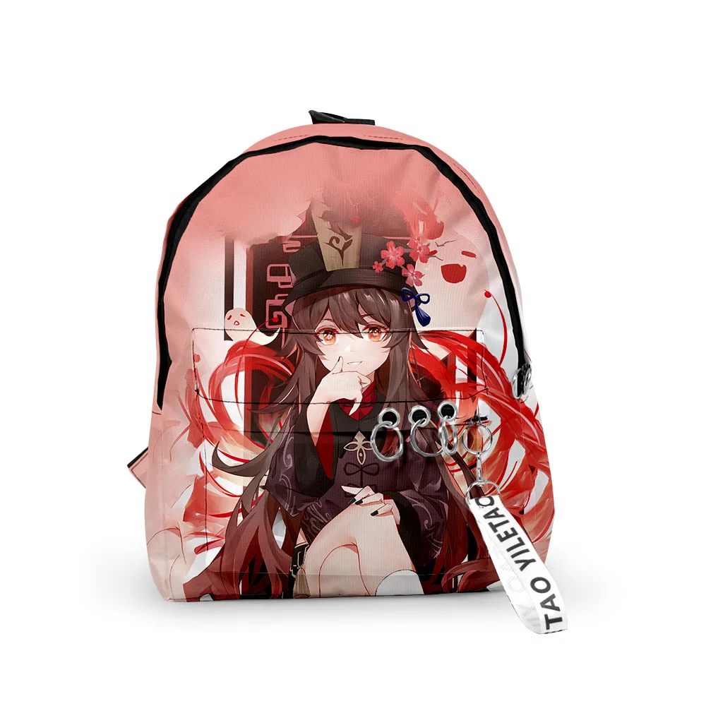 

2021 Genshin Impact HuTao Primary Middle School Students Backpack Fabric Oxford Waterproof Cosplay School bag Travel Backpack