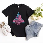 Футболка с изображением кошки на синтезаторах в космосе, неоновая женская рубашка с изображением кошки, милая рубашка с изображением животных, повседневные топы унисекс, футболки