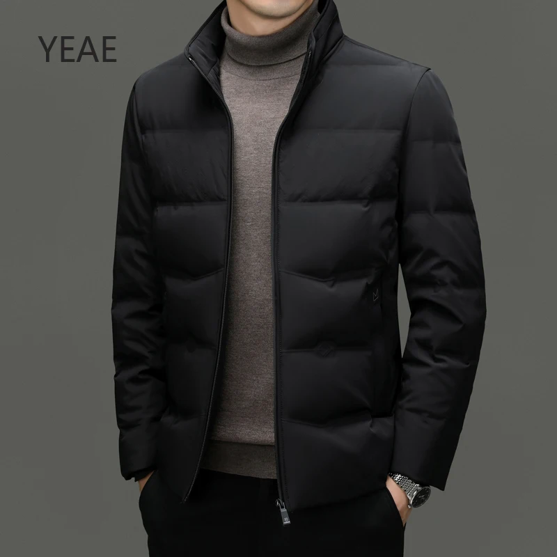Мужская легкая пуховая куртка YEAE дизайнерская зимняя молочного цвета с