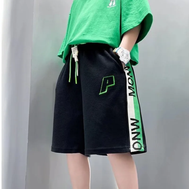 

Fried Street Boy's Middle Pants Middle-aged Children's Sports Casual Shorts Summer Thin Thin Loose Children's Cropped Pants Tide