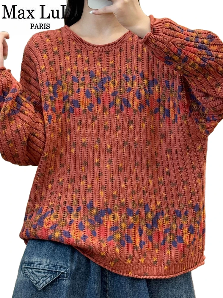 Зимние женские джемперы с принтом Max LuLu модные роскошные винтажные свитера для