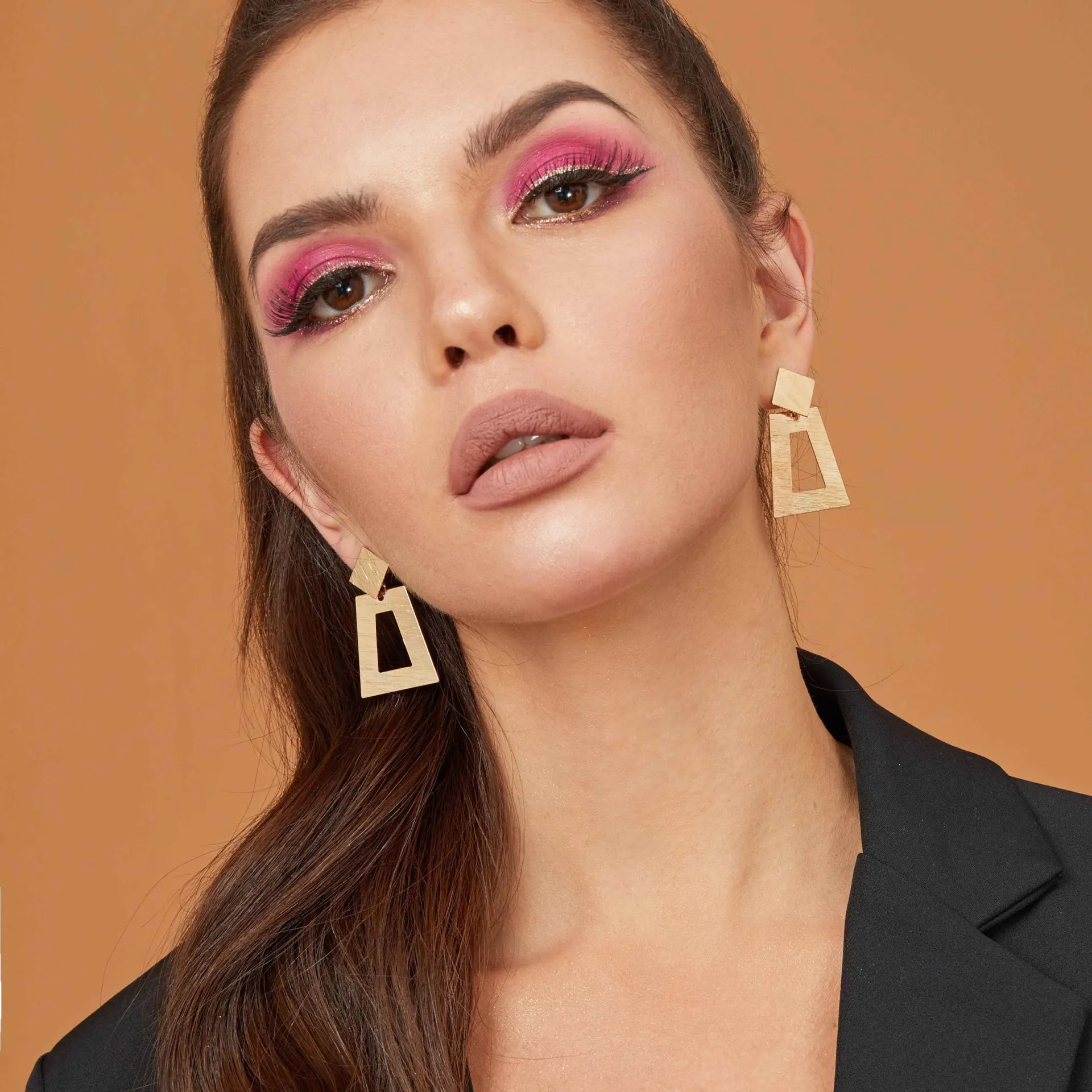 

New Women Personality Hip Hop Geometric Trapezoid Earrings Luxury Lady Punk