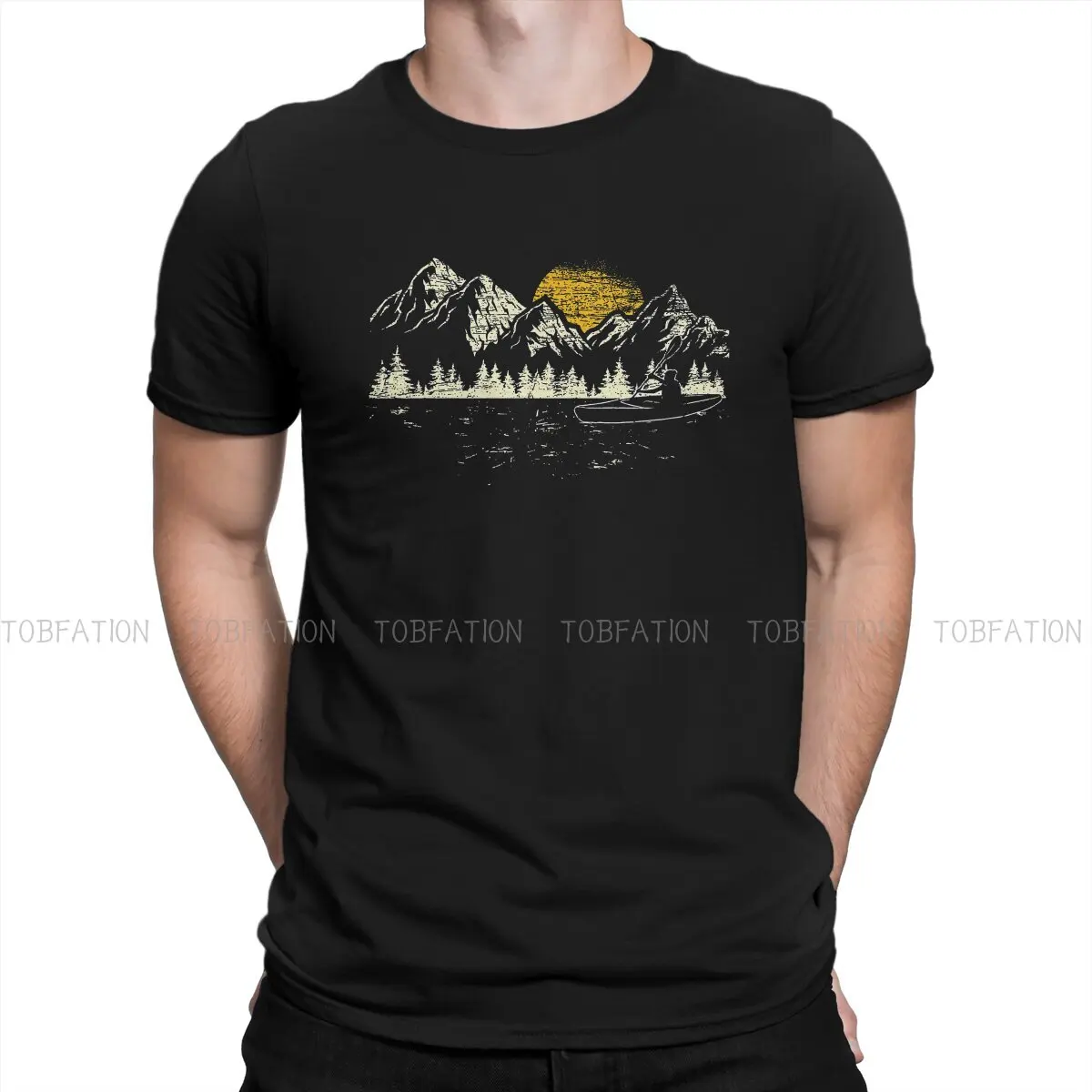 

Canoe Men's TShirt Mountain Forest Individuality T Shirt Original Sweatshirts New Trend