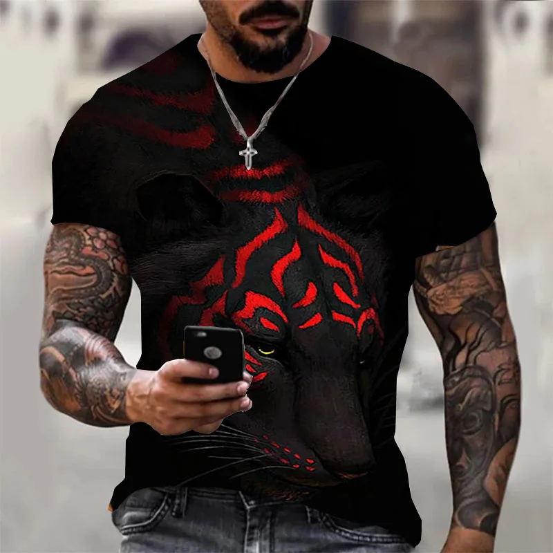 

Summer Men's T Shirt Animal Fun T Shirt Fashion 3d Beast Eye Print Animal T Shirt European Style T Shirt Top