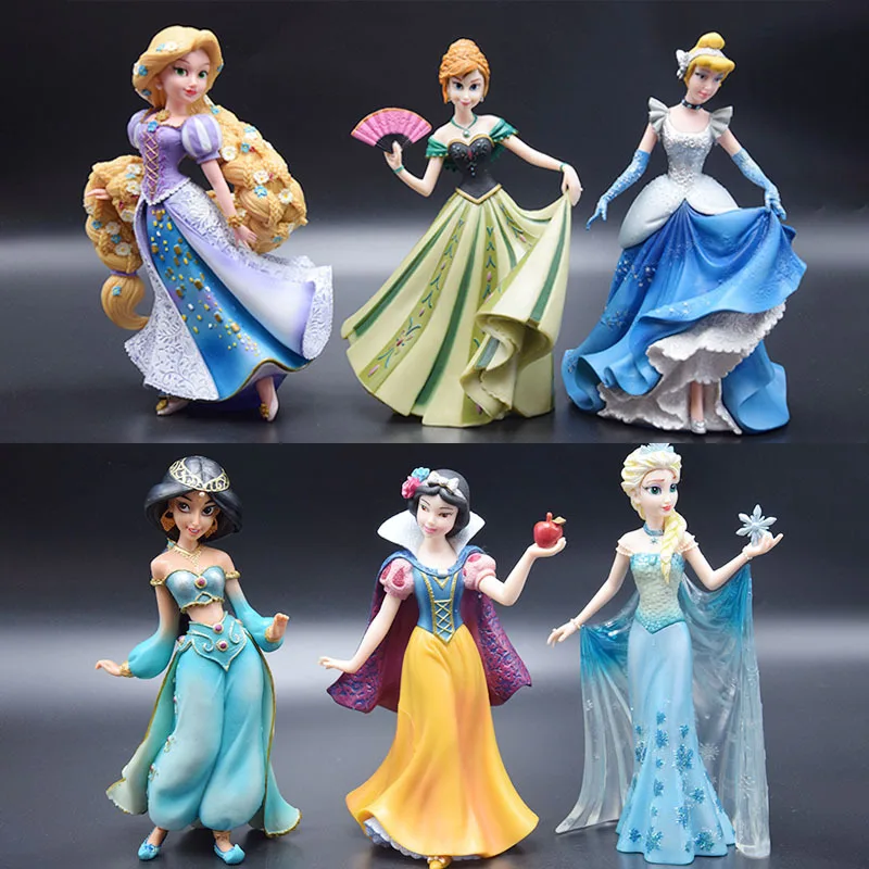 

20cm Disney Princess Model Hand-made Frozen Aisha Anna Rapunzel Princess Cinderella Mermaid Princess Plastic Doll Ornament Gift