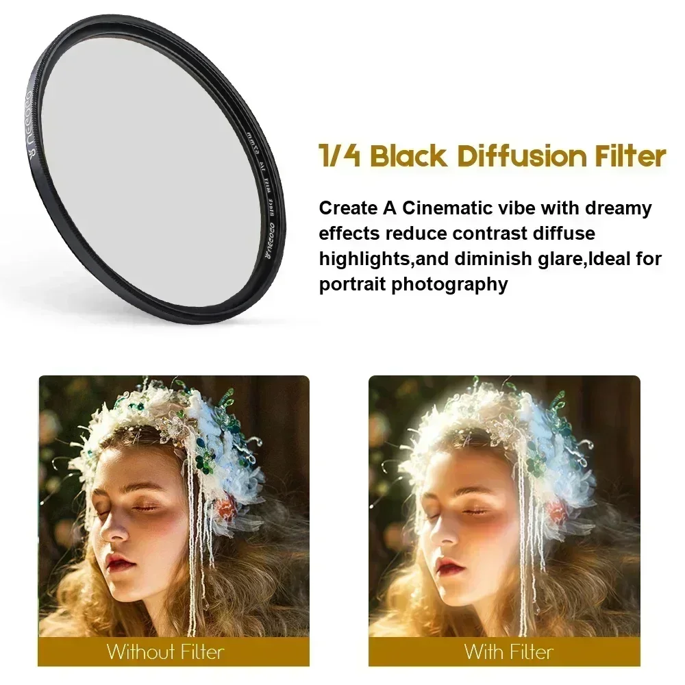 Фильтр UEGOGO 72 мм градиентный GND красный серый CPL/UV/MCUV ND2-400/Мягкий фокус Черный Туман