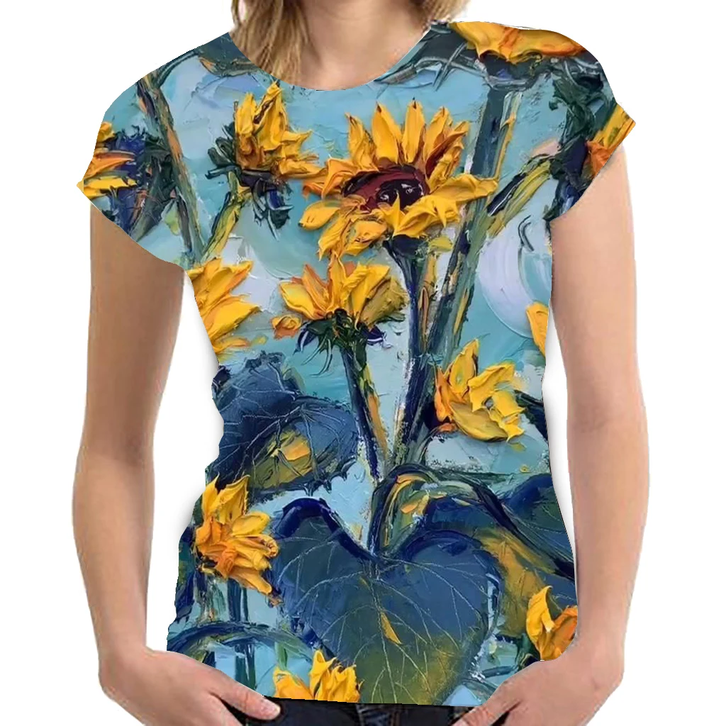 

Women Clothing 2021 New Summer T Shirt Short Sleeve Fashion Tops Casual O-Neck Pullovers Loose Shirt Femme Floral Print T Shirt