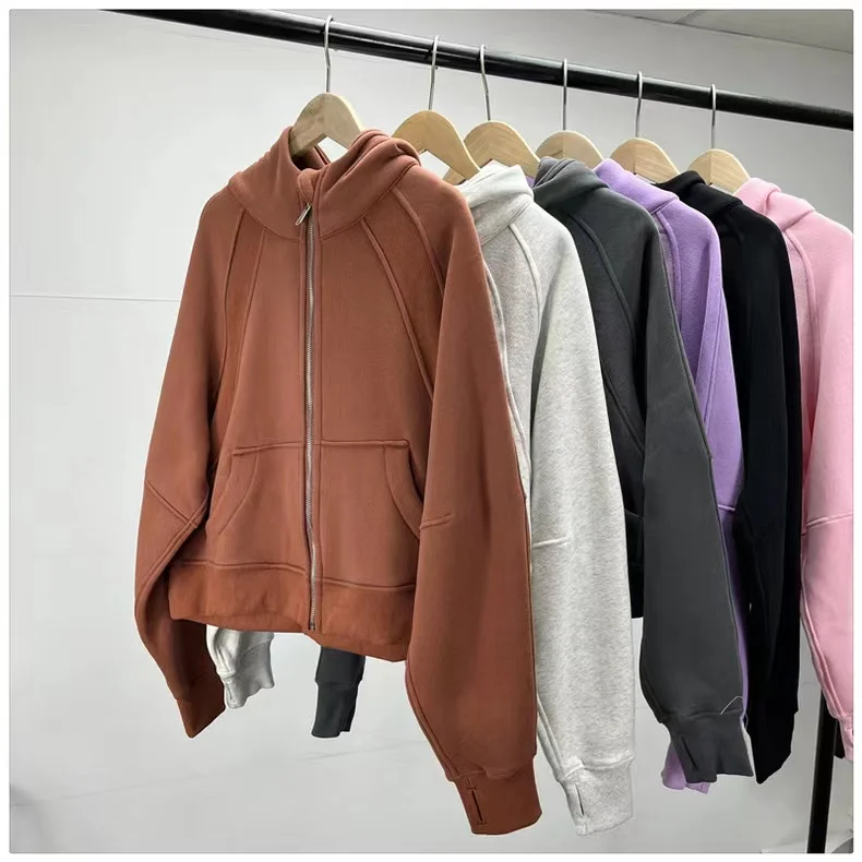 Lulu SCUBA Women Yoga Solid Sports Pullover Hooded Sweater Autumn Winter Warm Windproof Plush Outdoor Loose Easy Fashion Hoodie