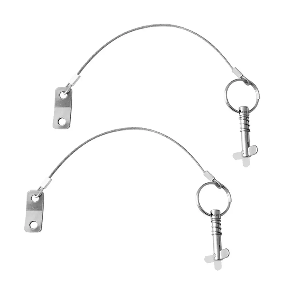 

2x Stainless Steel Boat Top Deck Hinge Replacement Quick Release Pin Lanyard