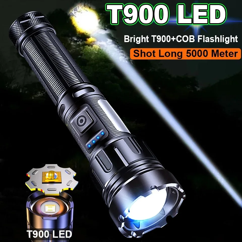 7Lighting Modes P900 Powerful LED Flashlight USB Rechargeable Torch Light High Power Flashlight Tactical Lantern For Camping
