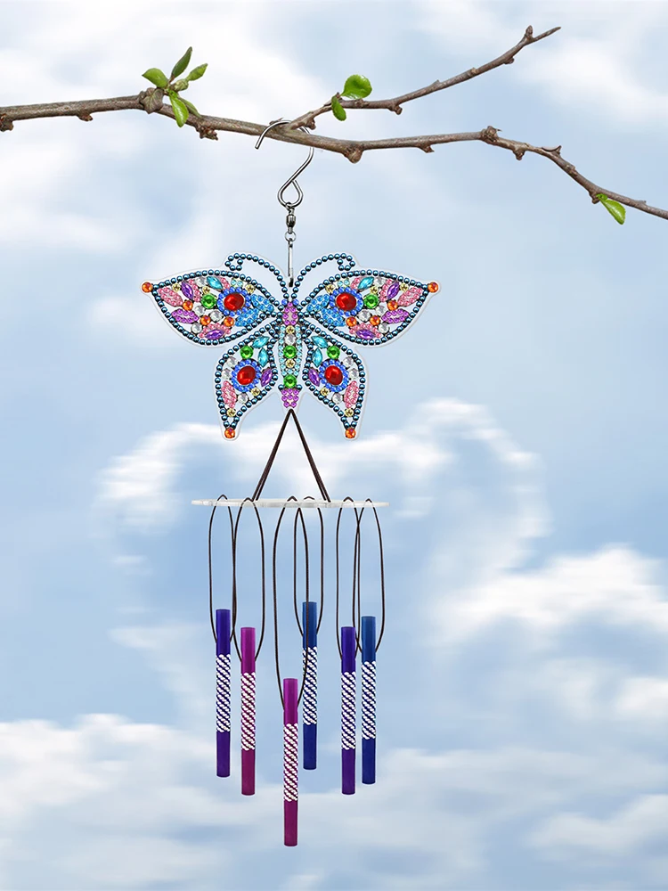

DIY 5D Diamond Paintings Butterfly Wind Chimes Hangings Pendant Vintage Home Campanula Decoration Crafts Wind Bells