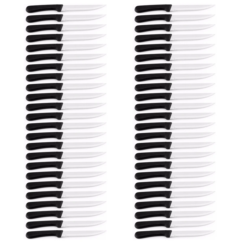

(Set Of 48) Kitchen Gadgets Steak Knife Plastic Handle Stainless Steel Steak Pointed Knife