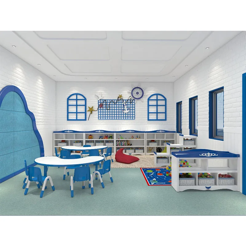 Детский комплект мебели Daycare синий стол и стул классное кресло для детей оптовая