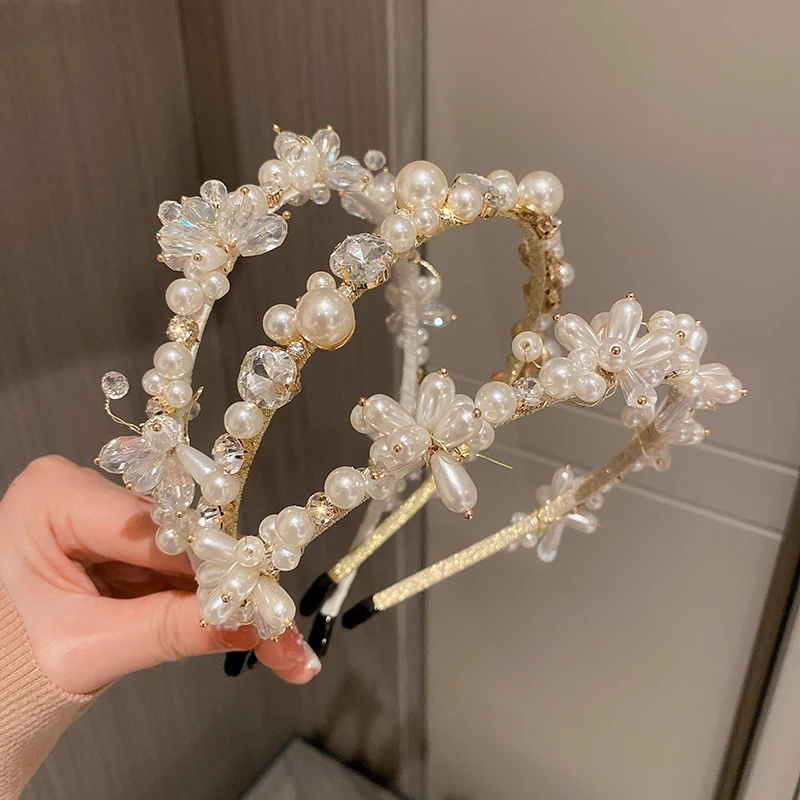 

Модные головные уборы с жемчужинами и кристаллами в виде капель воды для женщин Головные уборы Стразы в Корейском стиле аксессуары для воло...