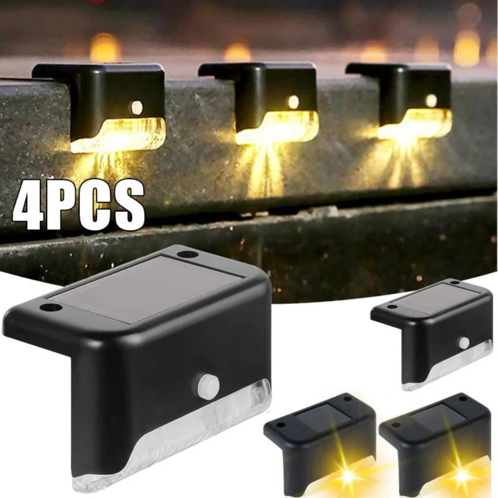 

LED Warm White Solar Step Lamps Path Stair Outdoor Garden Lights Waterproof Balcony Light Decoration for Patio Stair Fence Light