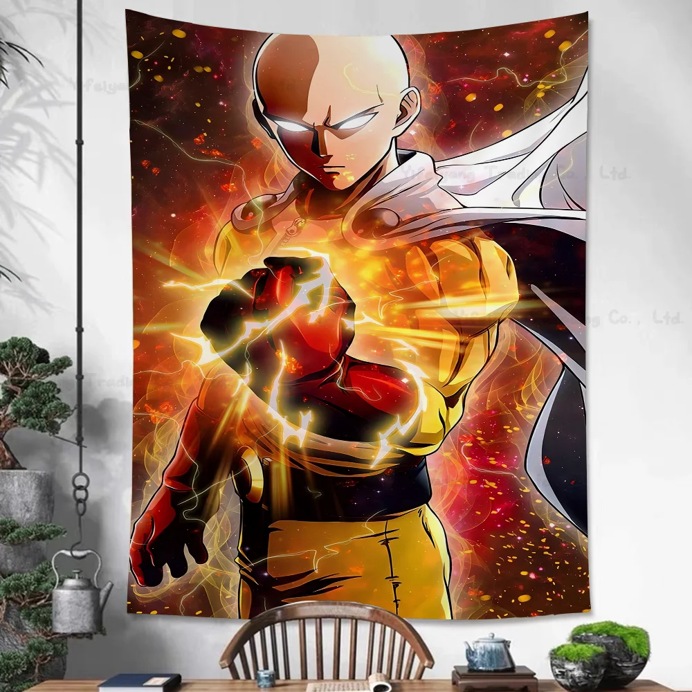 Большой настенный гобелен с принтом One Punch Man Сайтама дешевый в стиле хиппи