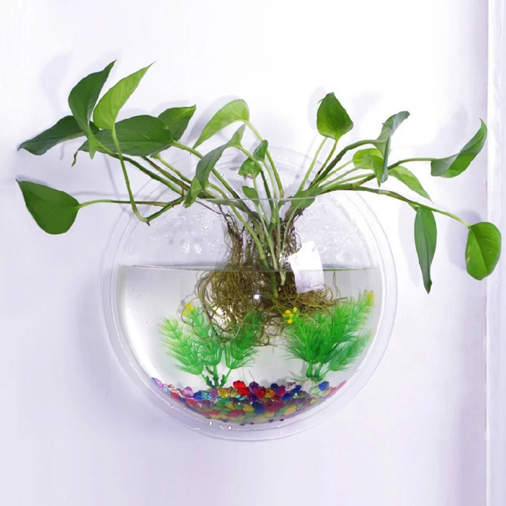 

3D Acrylic Fish Bowl Plant Pot Wall Mounted Hanging Aquarium Transparent Fish Tank Flower Plant Vase Home Decoration