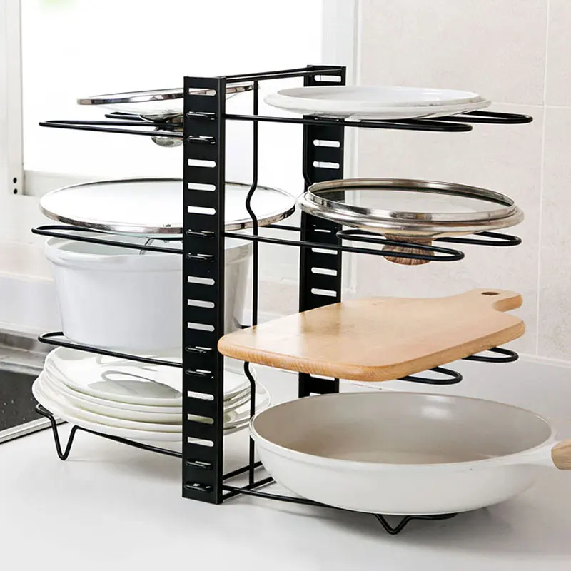 heavy duty pan organizer kitchen cabinet storage expandable adjustable organization 58 tier pan pot lid rack organizers holders free global shipping