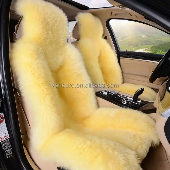

wholesale luxury design fluffy real long sheep fur skin auto car seat cover