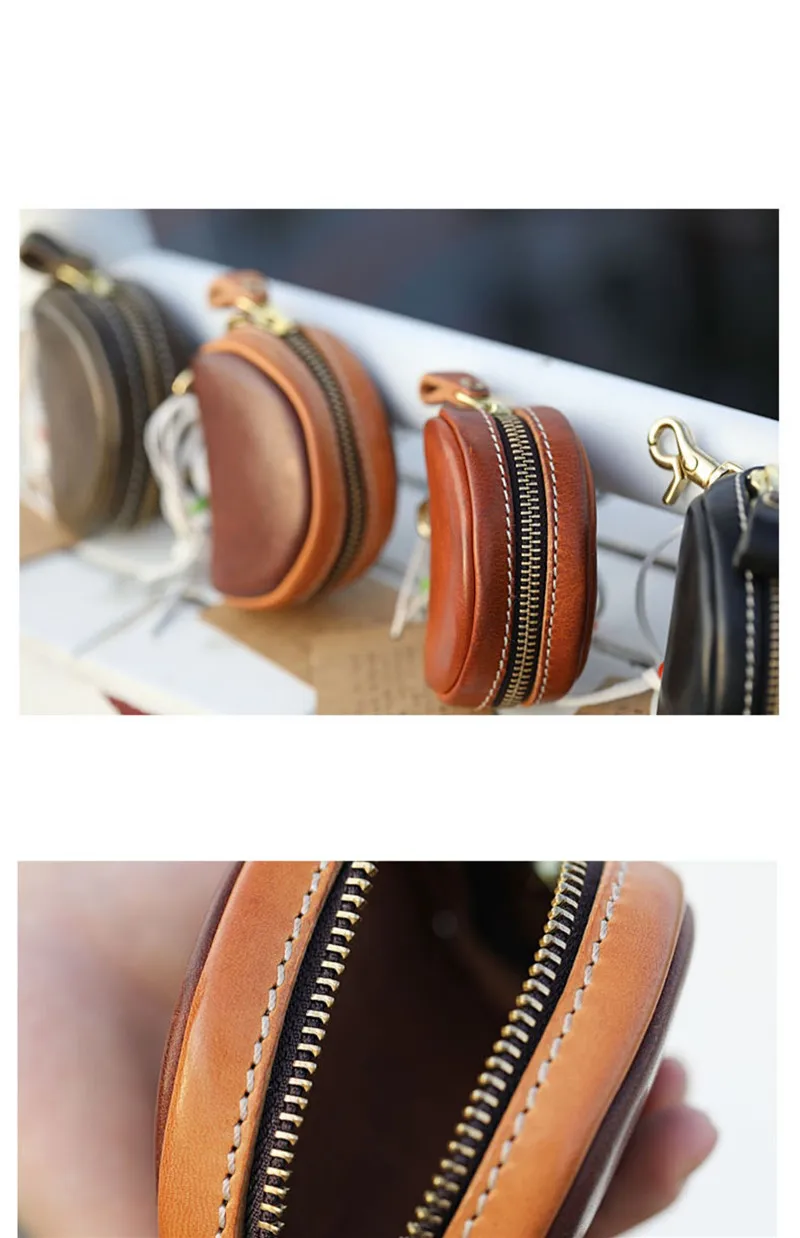 Simple vintage high-quality first layer cowhide men's women's small coin purse luxury organizer genuine leather mini storage bag