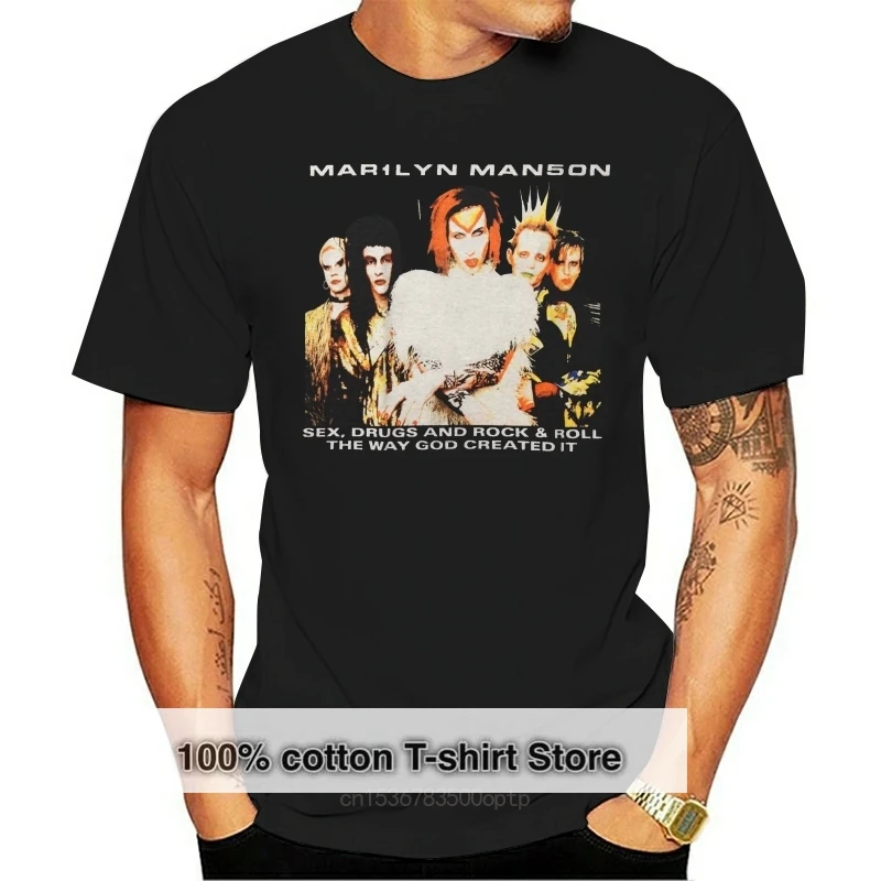 

Marilyn Manson Rock Is Dead Tour 1999 Rock Official Tee T-shirt Mens Unisex Cotton Men T-shirts Classical