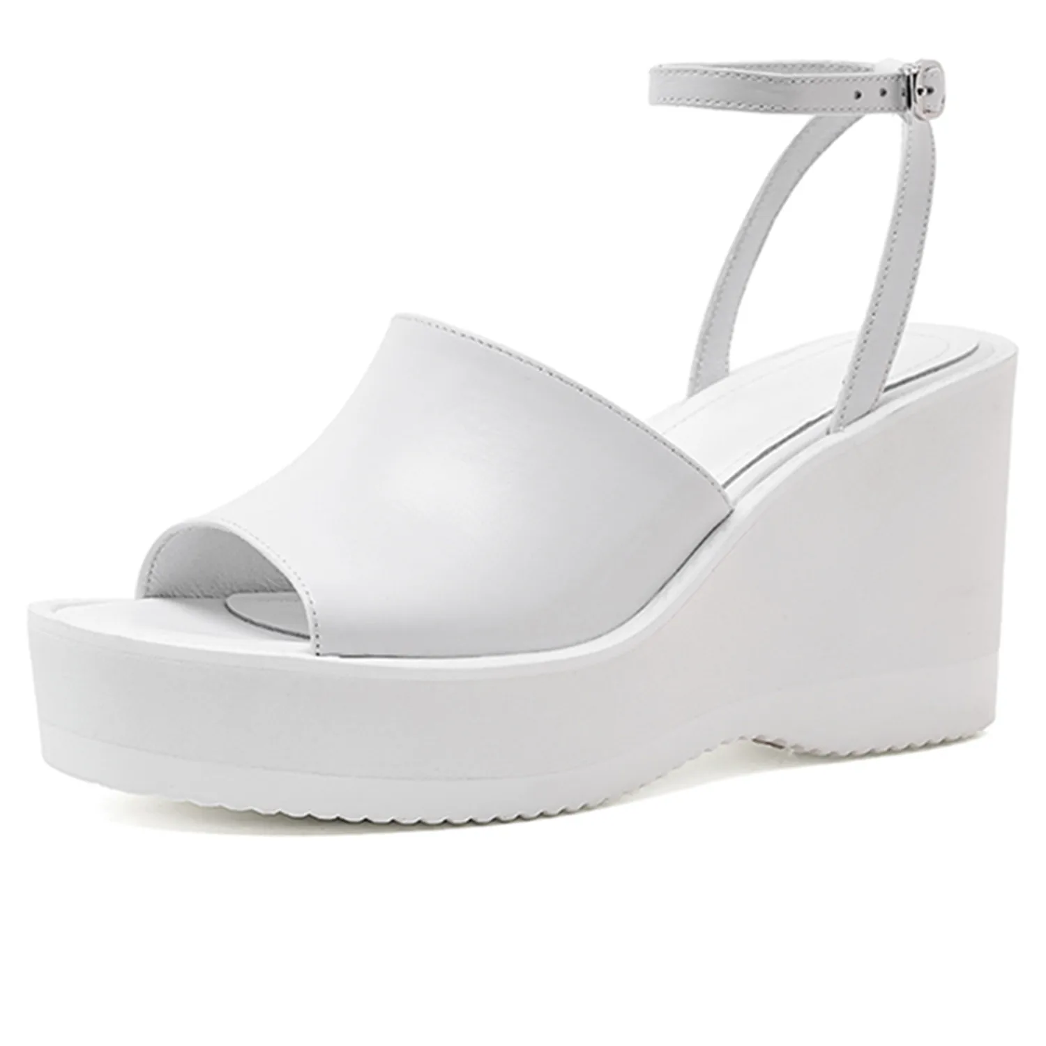 

Женские босоножки из натуральной кожи, на высоком каблуке и платформе