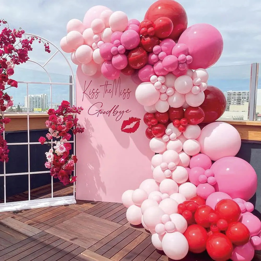 

Pink Valentine's Day birthday party theme wedding engagement anniversary party decoration balloon chain for girls