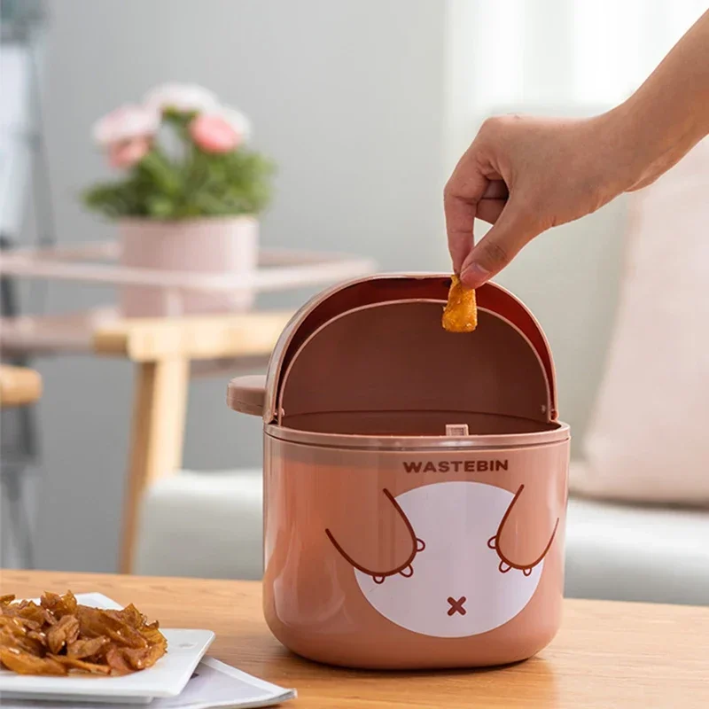 Мини-раскладной Мусорный Бак С Крышкой Дизайн Милым Медведем Экологически