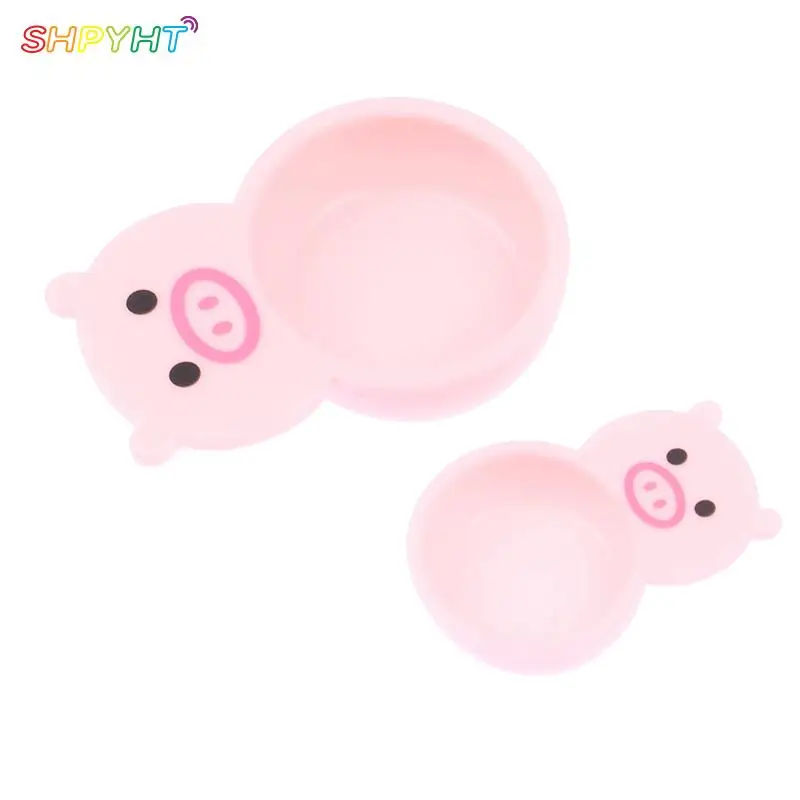 

2pcs Mini Piggy Plate Cute Pig Food Play Plate Miniature Foods Toy Dishes Play House Toy Accessories