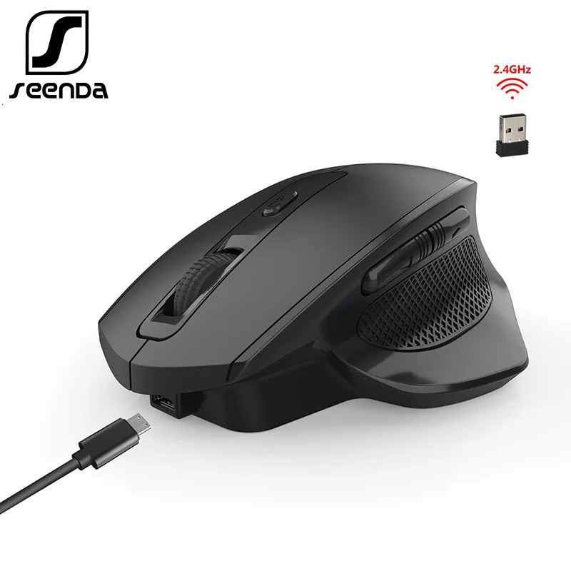 

SeenDa Rechargeable 2.4G Wireless Mouse 6 Buttons Gaming Mouse for Gamer Laptop Desktop USB Receiver Silent Click Mute Mause