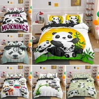 cartoon panda 3d bedding set printed cute animal duvet cover sets single full queen king size bedclothes for adult kids gifts