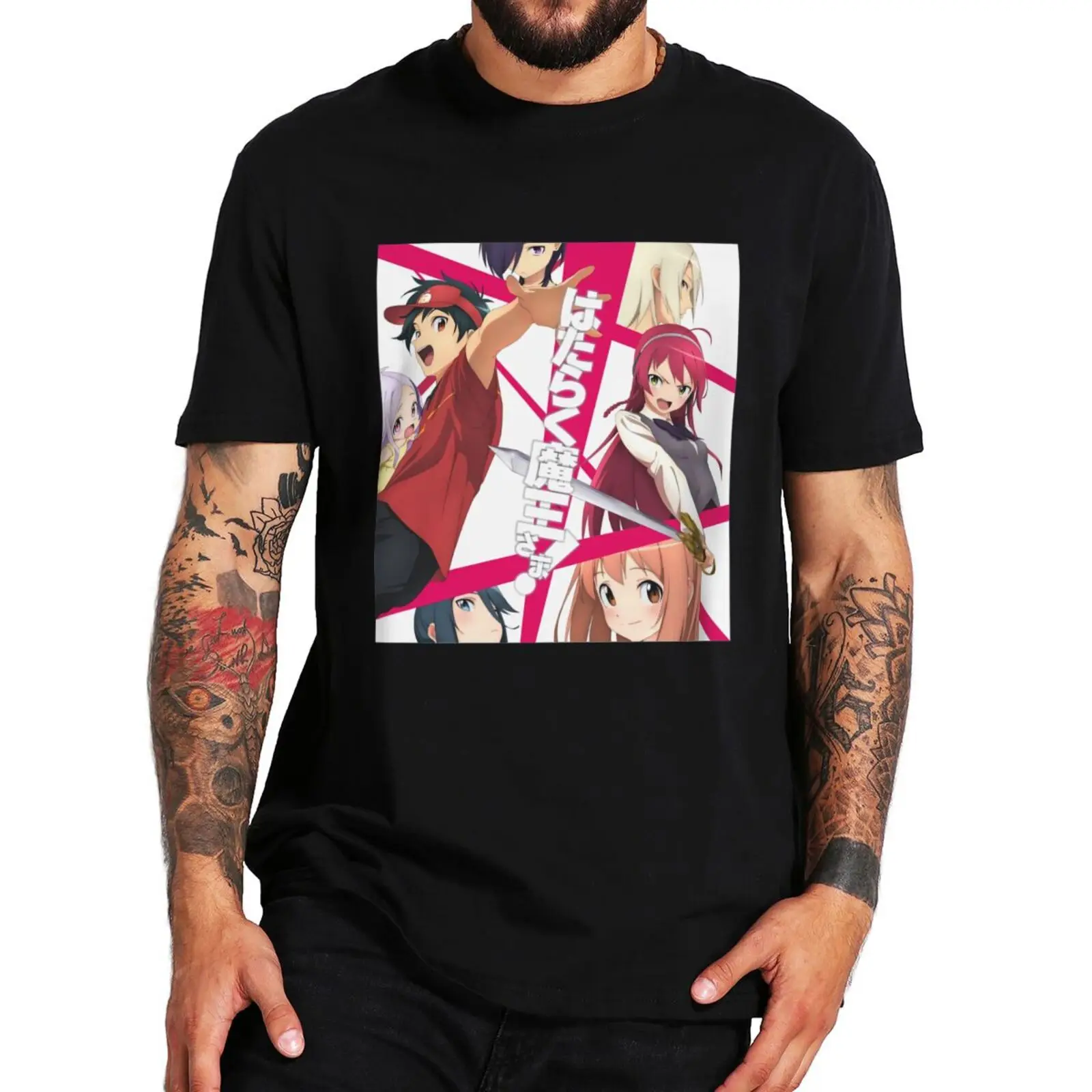 

Hataraku Maou Sama Satan T Shirt Anime The Devil Is a Part Timer Card Tshirt Japanese Light Novel Manga Classic Unisex T-Shirt