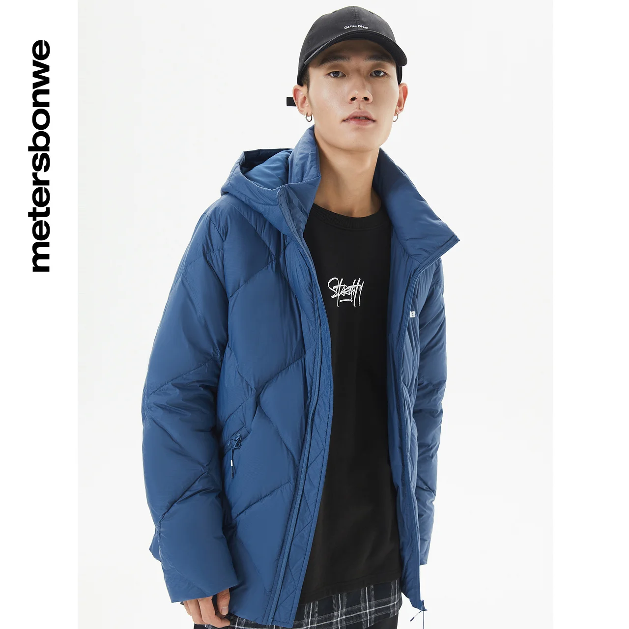 Metersbonwe Men Graphene Fabric Hodies Down Jacket 90%Duck Down Solid Color Warm Wear With Hooded  Winter Down Coats