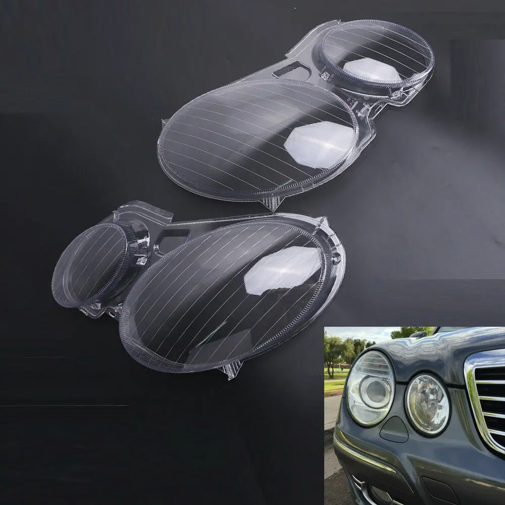 

Pair For Mercedes Benz W211 E240 E200 E350 E280 E300 2002-2009 E CLASS Car Headlight Lens Cover Lamp Shell