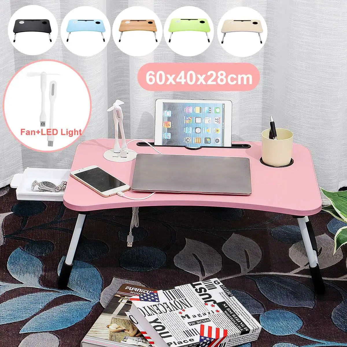 Home Folding Laptop Desk for Bed & Sofa Laptop Bed Tray Table Desk Portable Lap Desk for Study and Reading Bed Top Tray Table