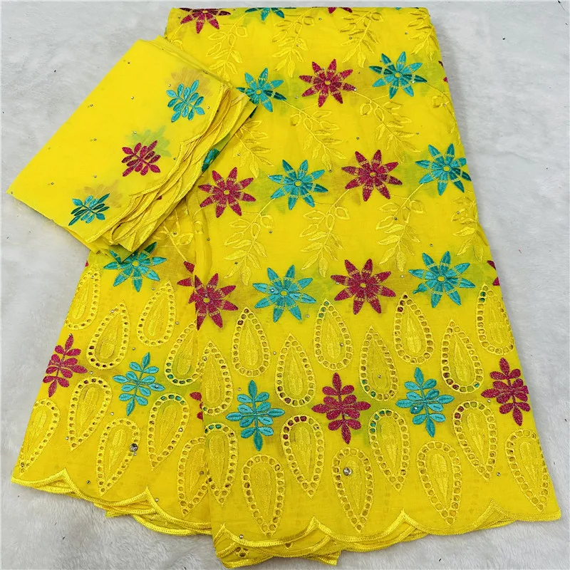 

5 + 2 ярда сухая кружевная ткань 2023 новейшая Тяжелая вышивка бисером африканская 100% хлопчатобумажная швейцарская вуаль популярный Дубай Стиль HL080103