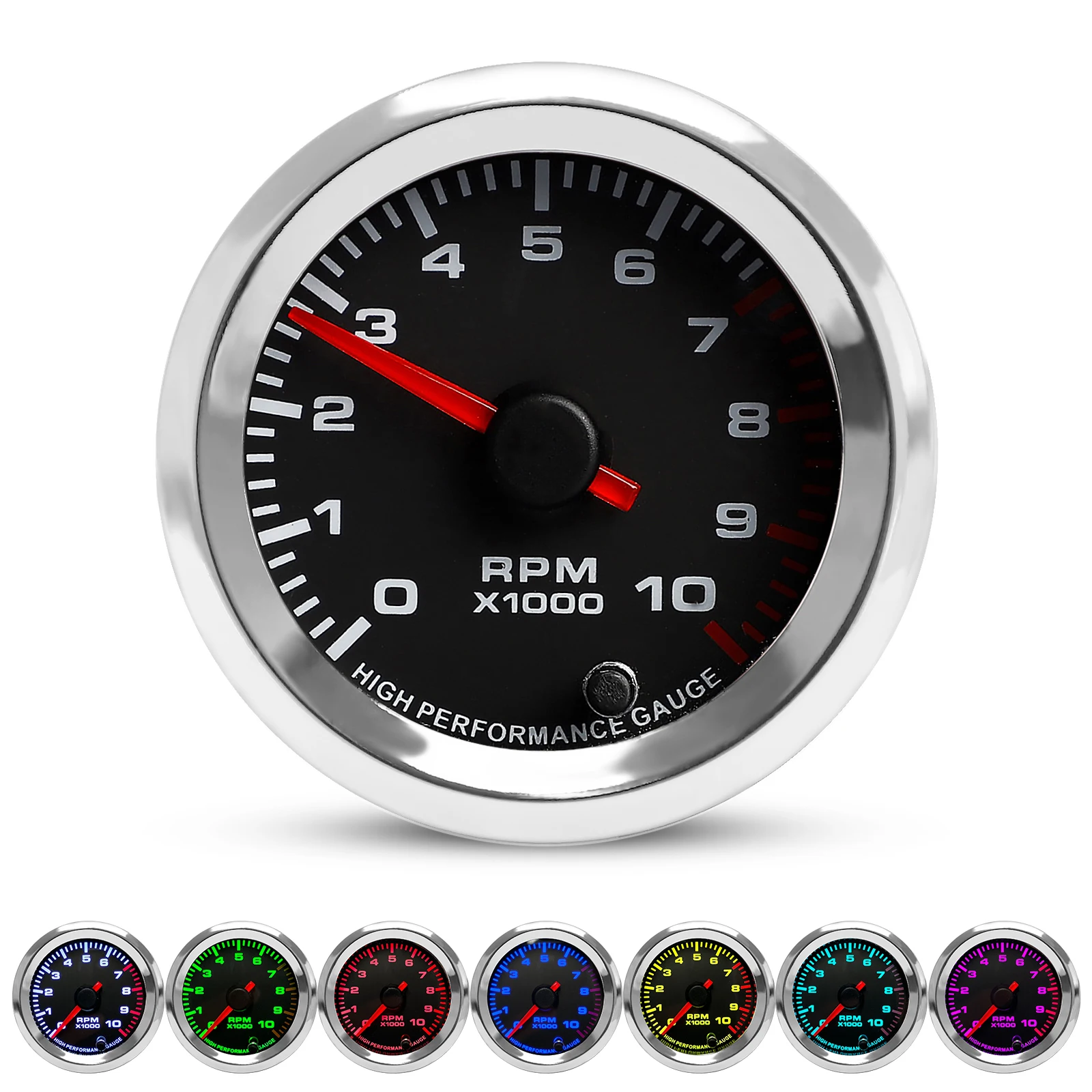 Тахометр автомобильный 2 дюйма 52 мм 0-10000 об./мин. 7 цветов