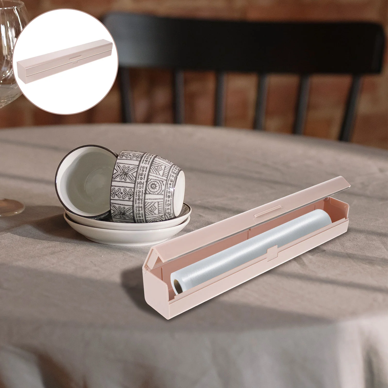 

Plastic Wrap Storage Box Foil Dispenser Stainless Steel Food Containers Cling Refillable Slide Cutting