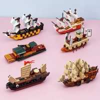 pirate ship sailing boy adventure building blocks creative assembled steamship model moc bricks toys for children birthday gifts