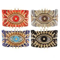 net red new fashion jewelry colorful rice beads hand woven wide womens bracelet evil eye bracelet jewelry accessories