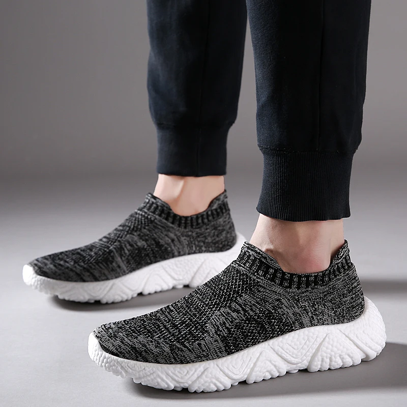 

BLWBYL 2022 NEW Casual Shoes Men Knitted Mesh Outdoor Sneakers Men Slip-on Sock Shoes Breathable Sport Shoes Men
