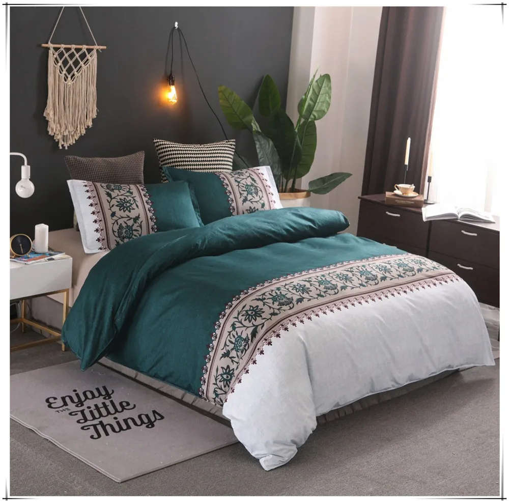 

Simple Luxury King Size Bedding Sets Floral Jacquard Printed Bed Linen Duvet Cover Set Quilt Covers Bedclothes (No Bed Sheet)