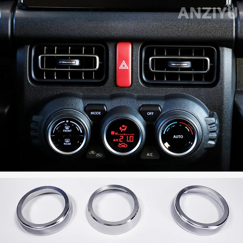 

Ручка кондиционера переменного тока, звуковая ручка, крышка, кнопка, кольцо, алюминиевый сплав, ручка, отделка, кольцо для Suzuki Jimny JB64 JB74 2022 2021 2020 2019