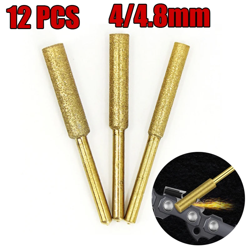 

12Pcs Chainsaw Bits Titanium Plated Diamond Sharpener High Hardness Electric Chainsaw File Sharpening Carving Abrasive Tools